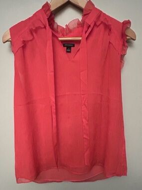 Ann Taylor Coral Sheer Blouse - Size Small